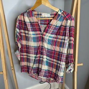 Honey Punch Leandro Henley Plaid Top